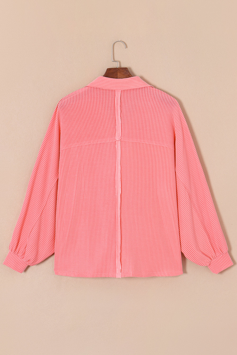Pink Corded Flap Pocket Henley Top