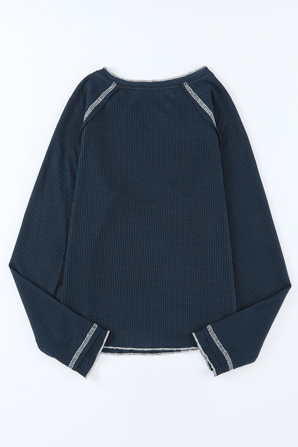 Fiery Red Textured Round Neck Long Sleeve Top
