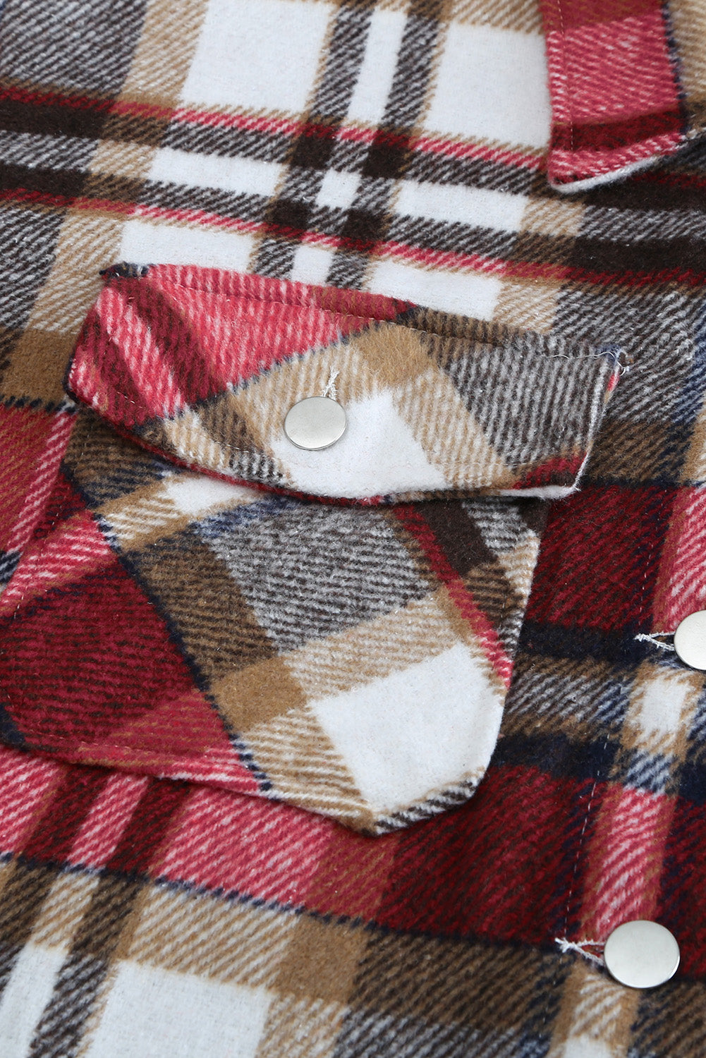 Navy Blue Plus Size Plaid Flap Pocket Shacket