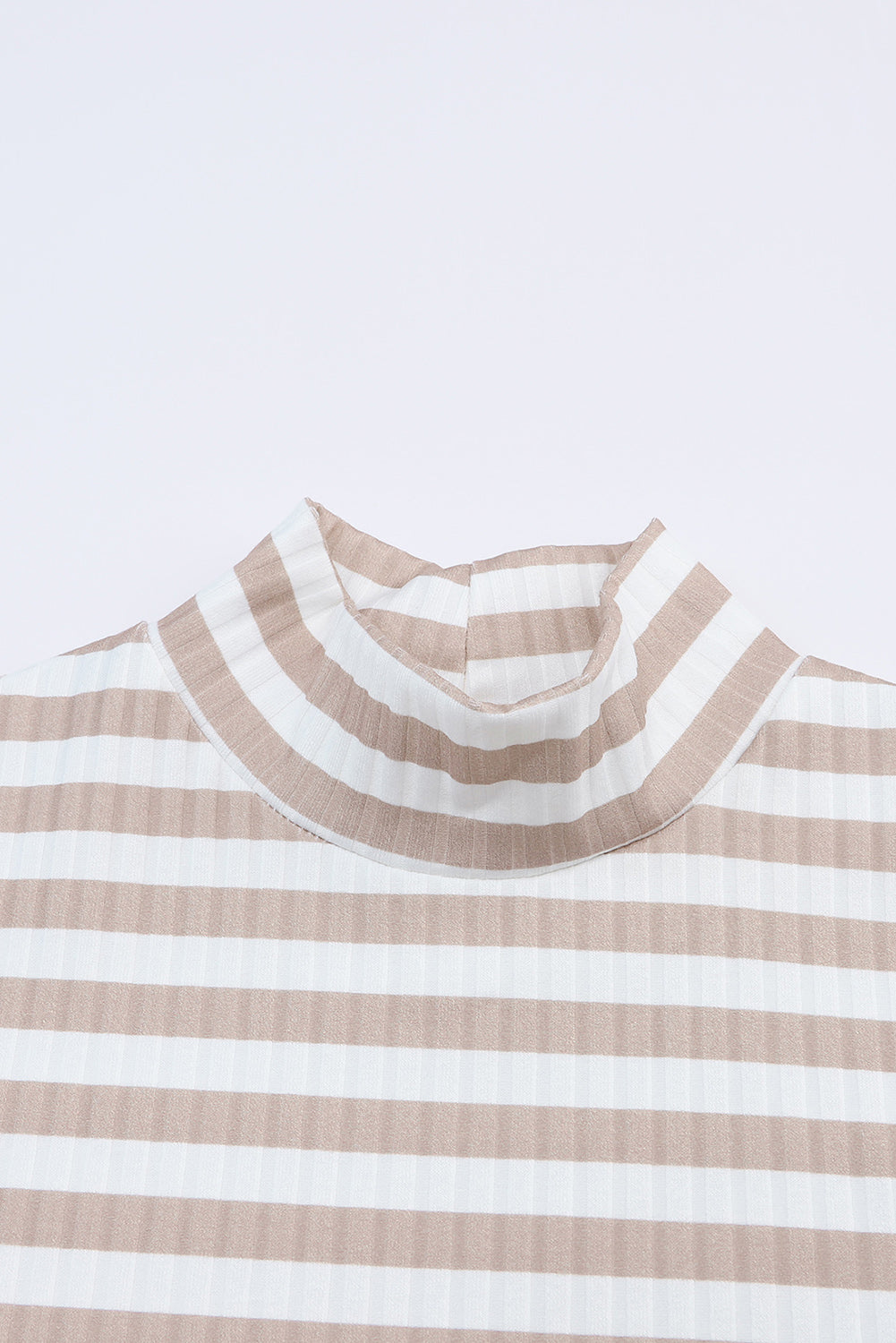 Black Striped Print Textured Knit Long Sleeve Tee
