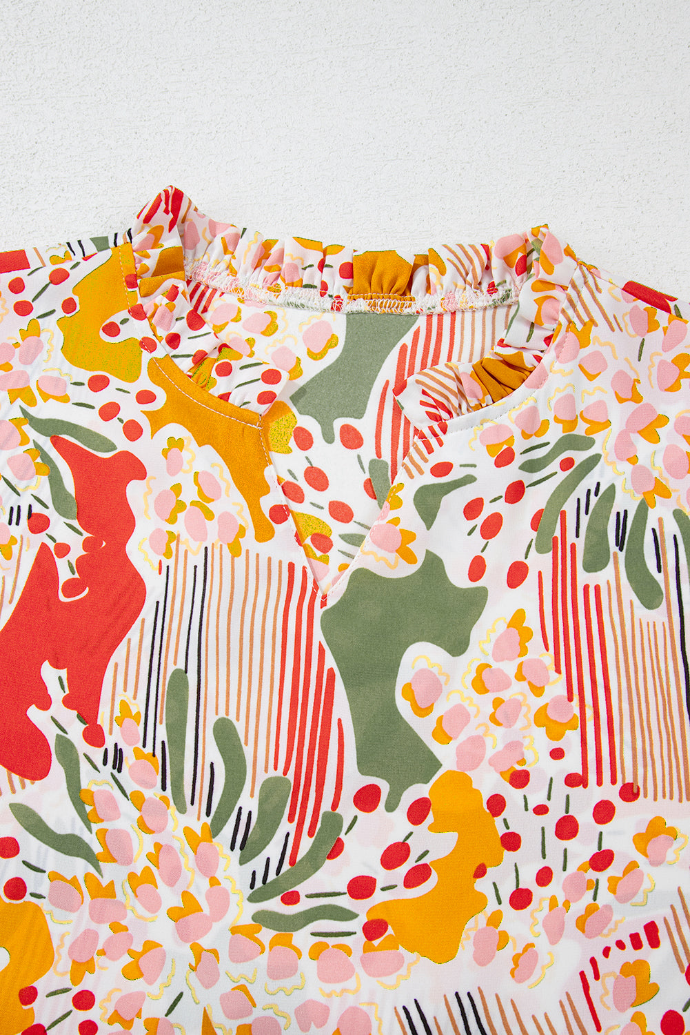 Multicolour Plus Size Mix Floral Puff Sleeve Ruffled Dress