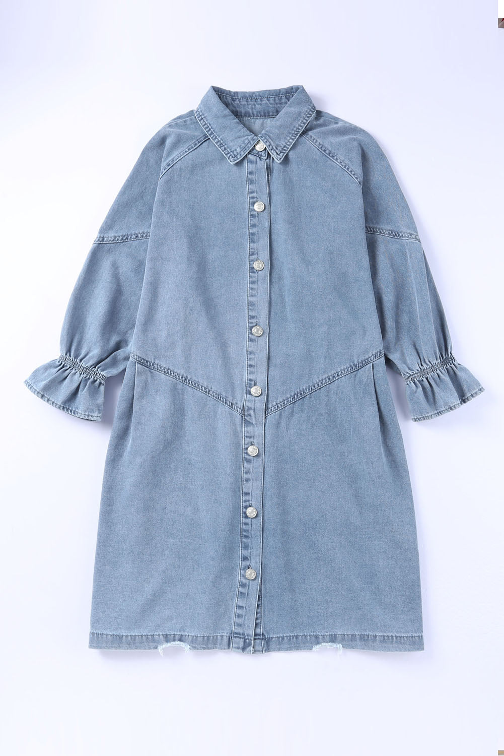 Gray Sequin Nutcracker Graphic Long Sleeve Shirt Denim Dress