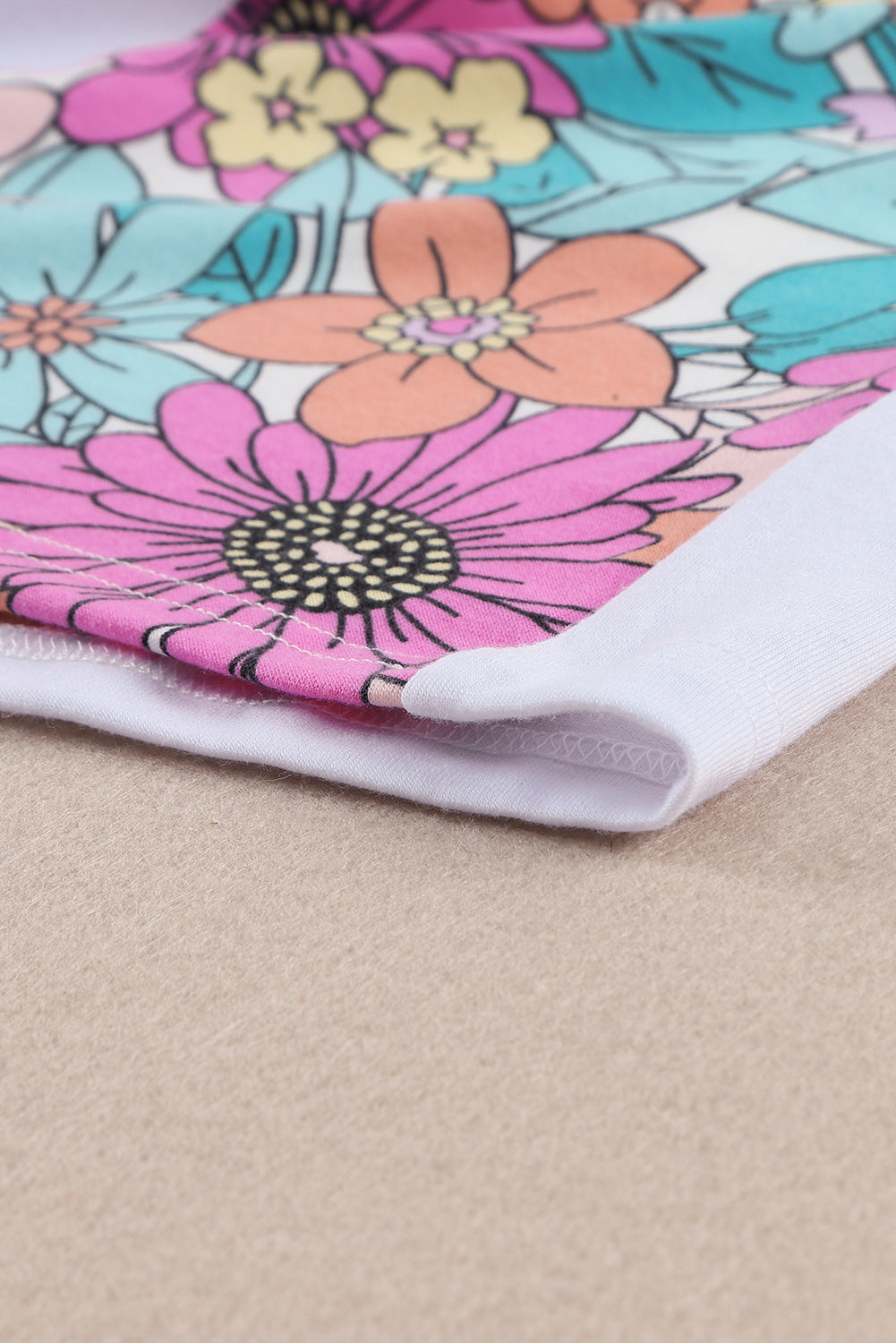 Multicolor Flower Print Pocketed Drawstring Waist Wide Leg Pants
