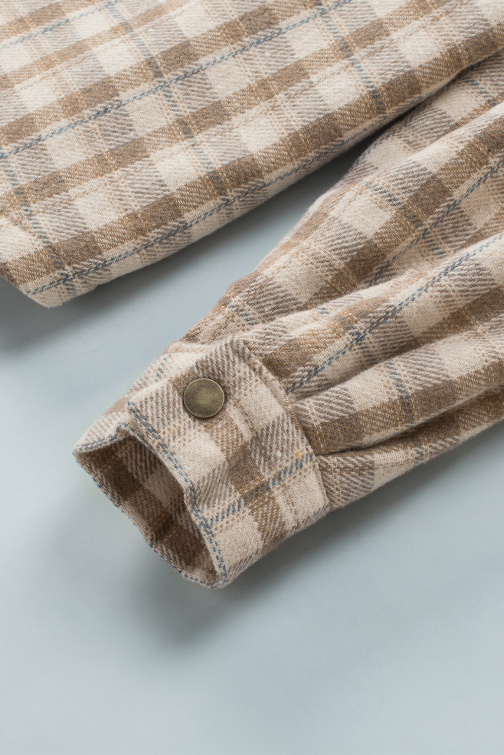 Orange Plaid Pattern Sherpa Lined Hooded Shacket