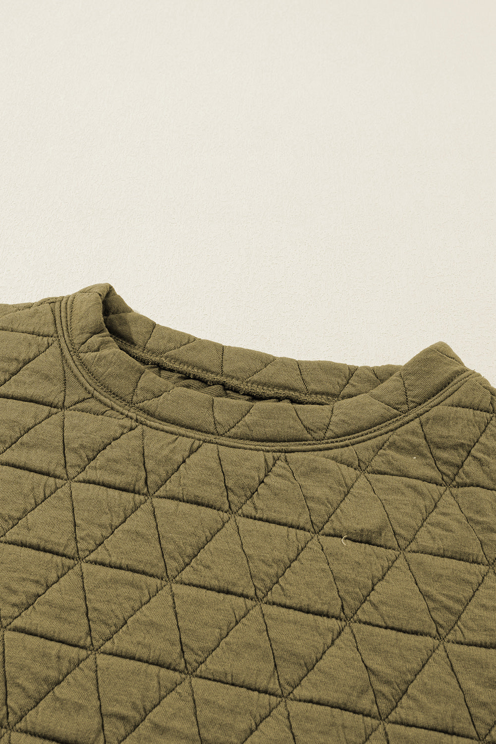 Coffee Solid Color Quilted Kangaroo Pocket Hoodie