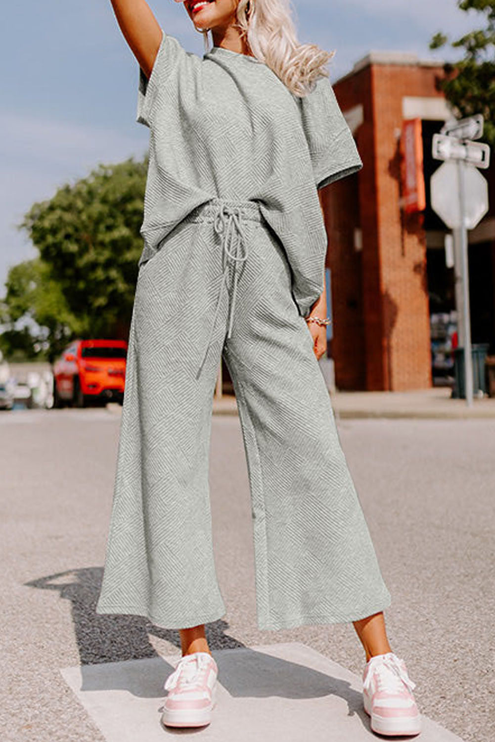 Black Ultra Loose Textured 2pcs Slouchy Outfit