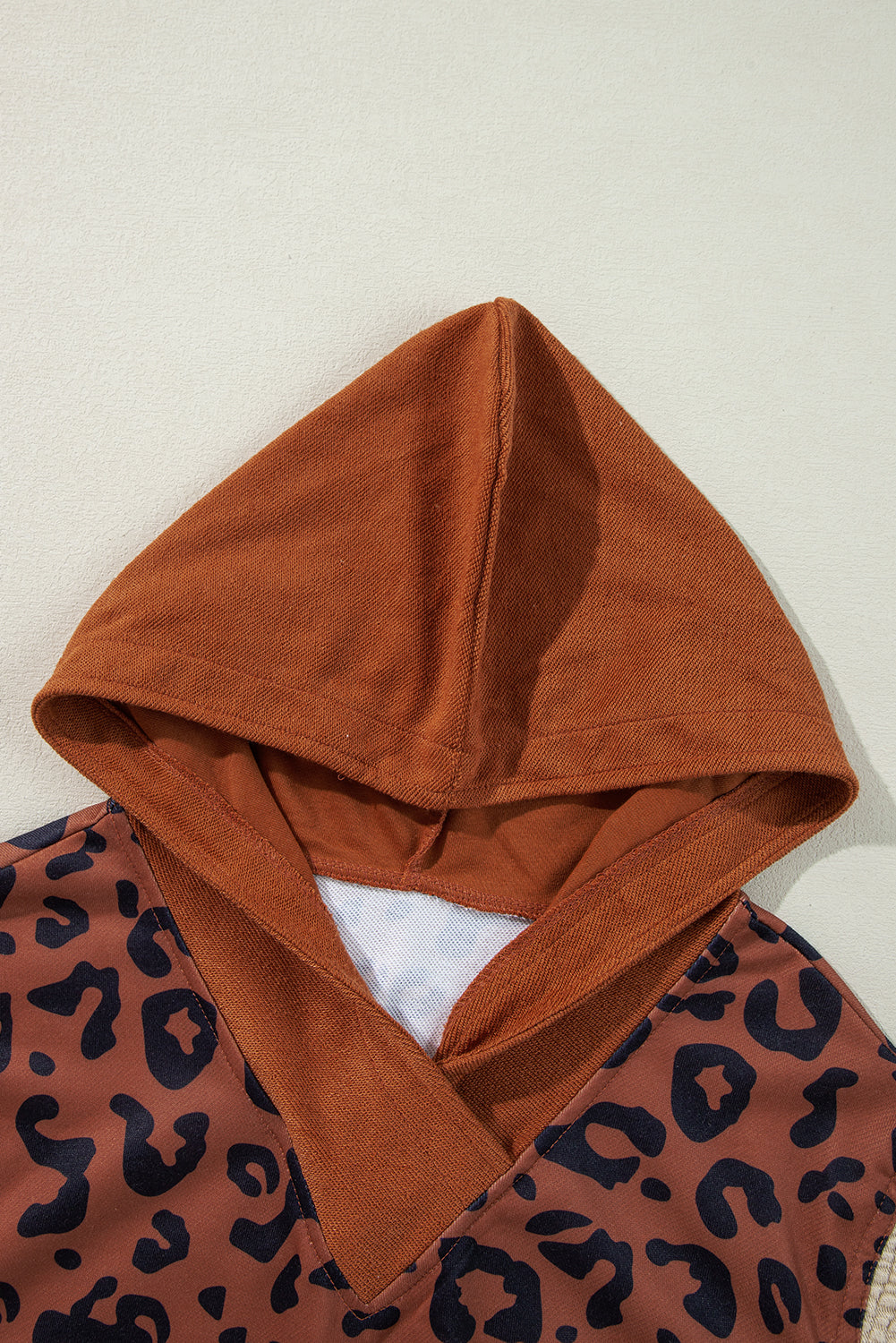Chestnut Contrast Sleeves Patchwork Colorblock Hoodie