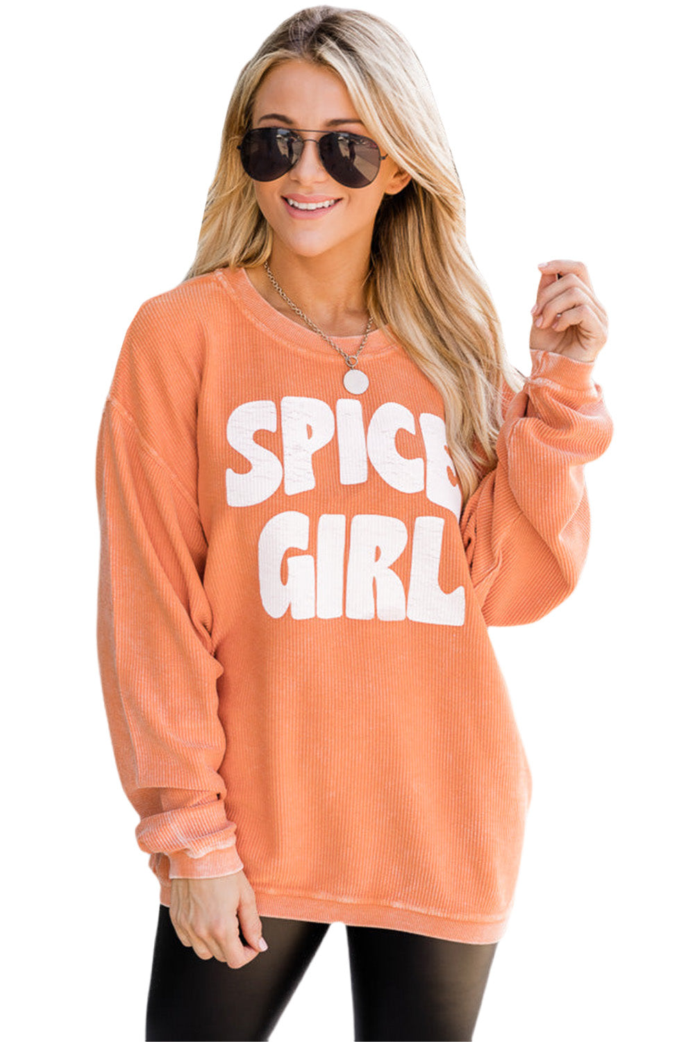 Strawberry Pink IN MY MERRY ERA Loose Fit Corded Sweatshirt