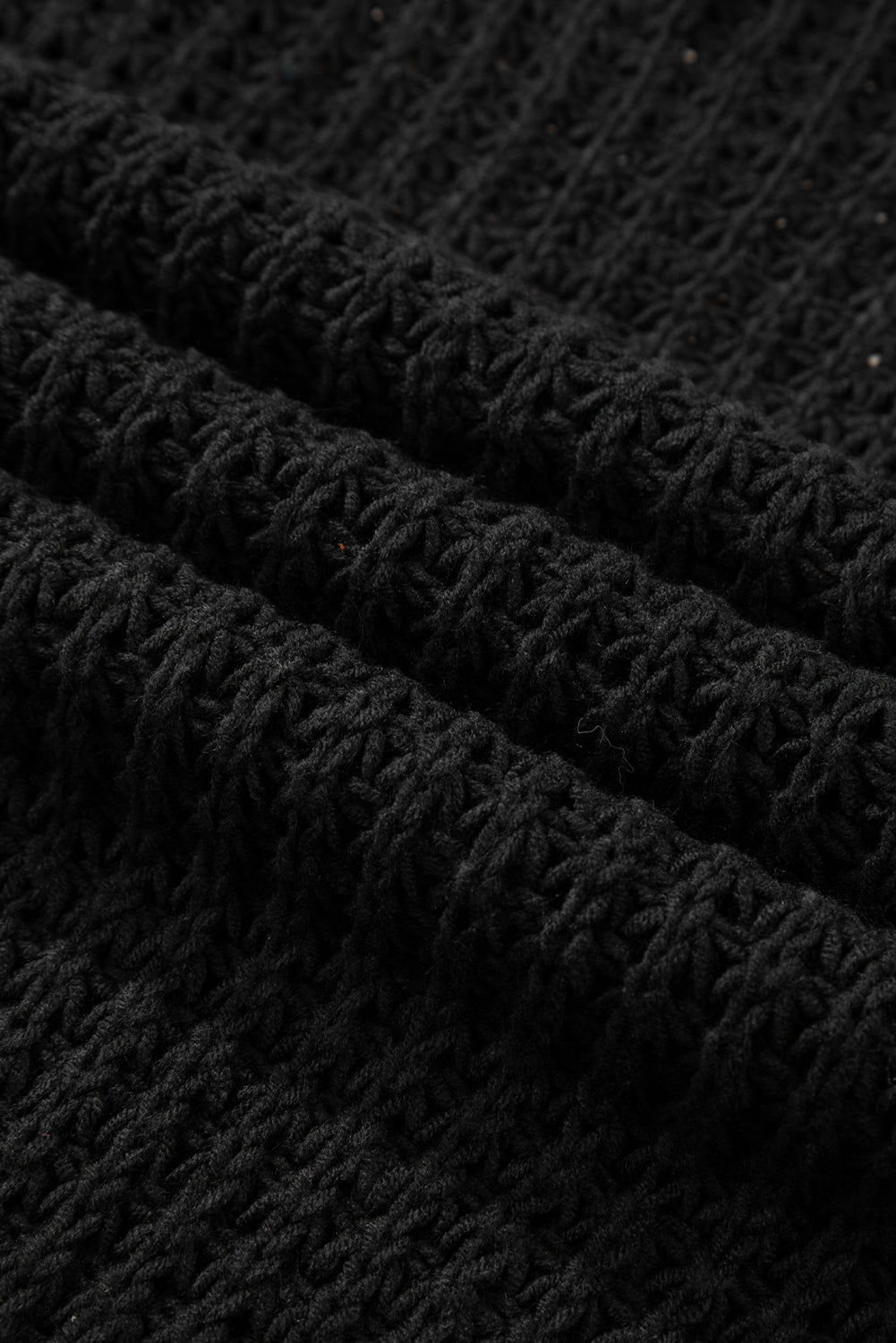 Black Hollow-out Crochet V Neck Sweater