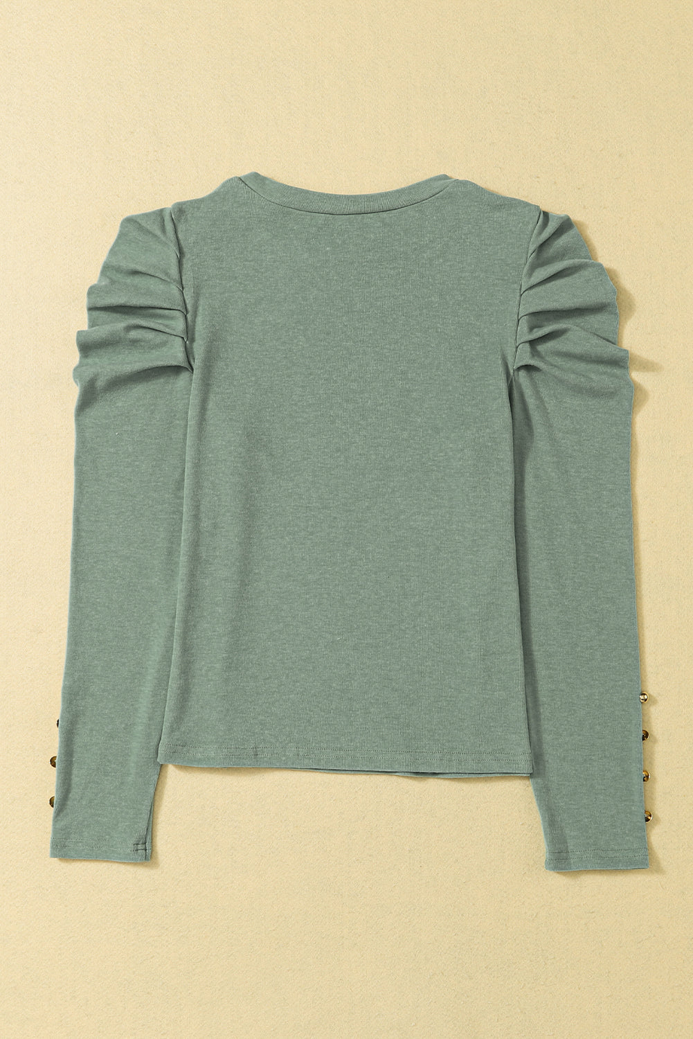 Gray Buttoned Puff Long Sleeve Sheath Top
