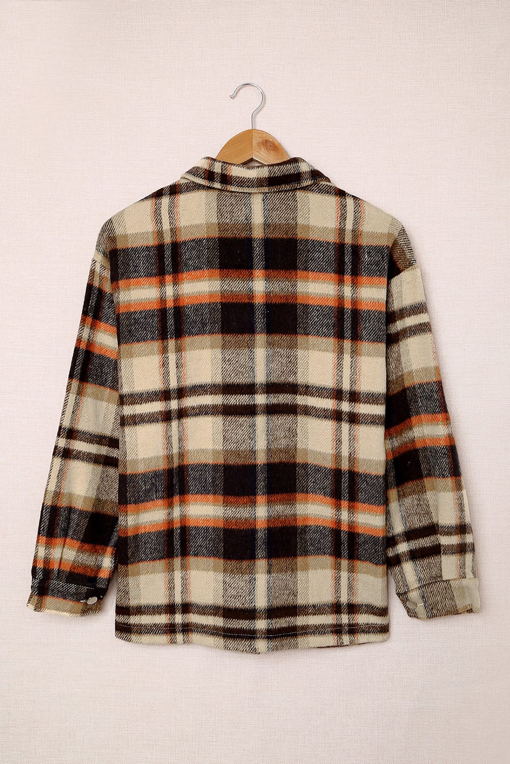 Navy Blue Plus Size Plaid Flap Pocket Shacket