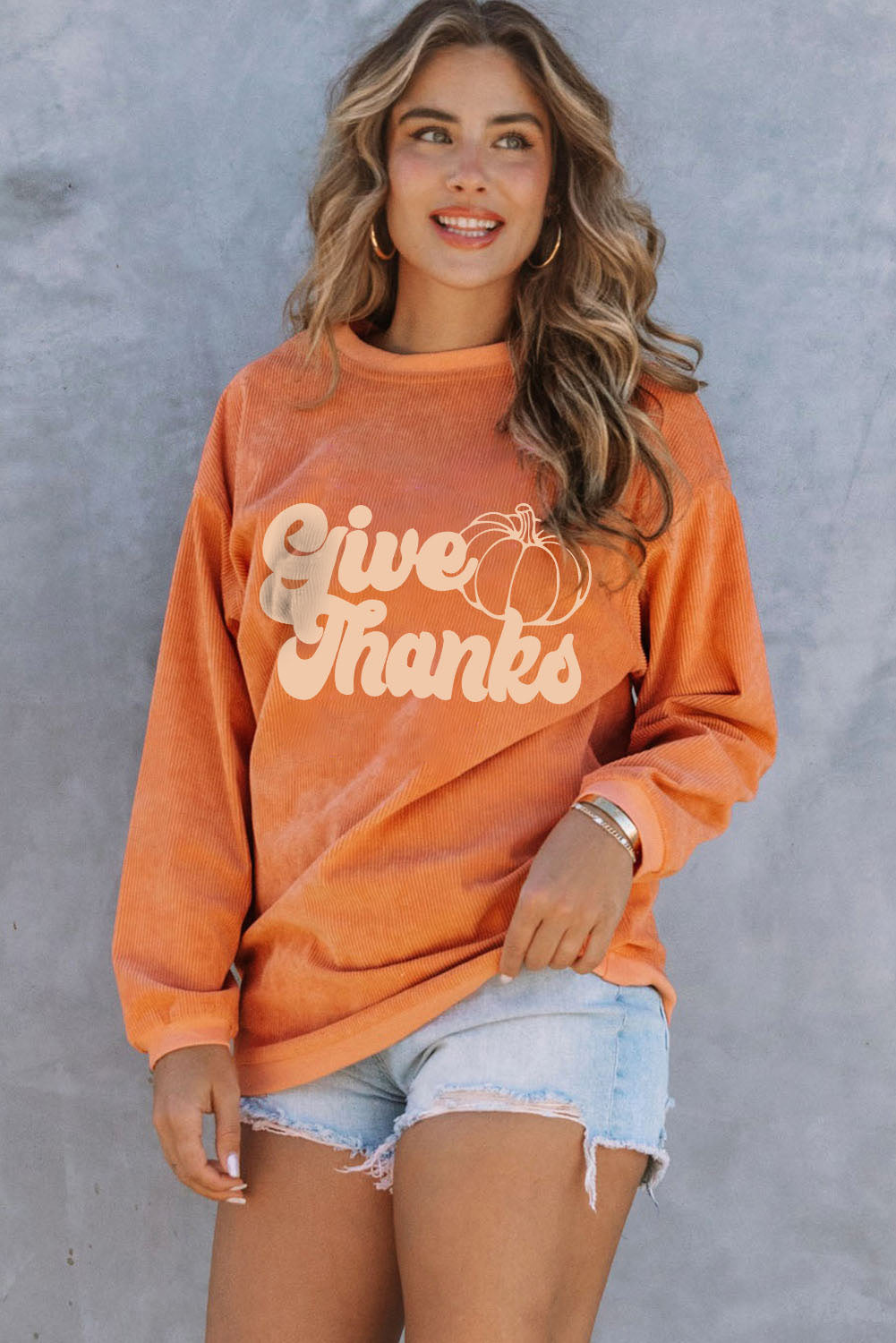 Strawberry Pink IN MY MERRY ERA Loose Fit Corded Sweatshirt