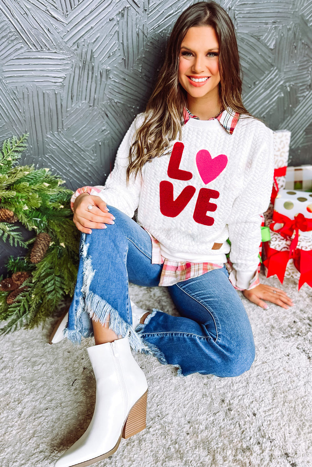 Black Merry And Bright Cable Knit Pullover Sweatshirt