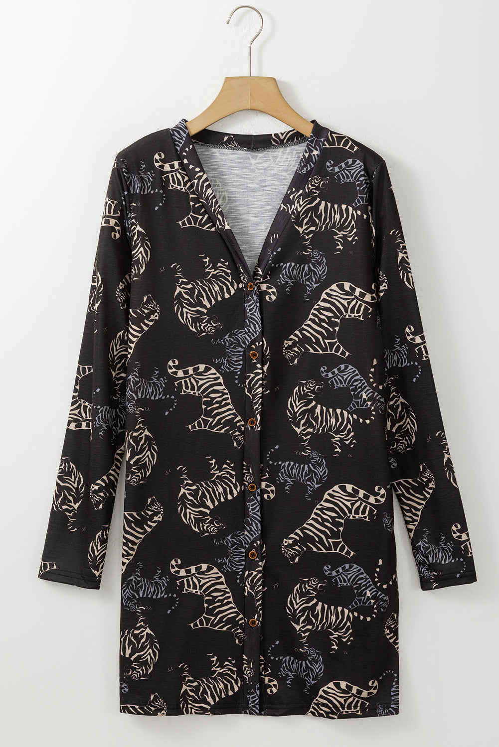 Black Sequined Santa Claus Button Up Cardigan