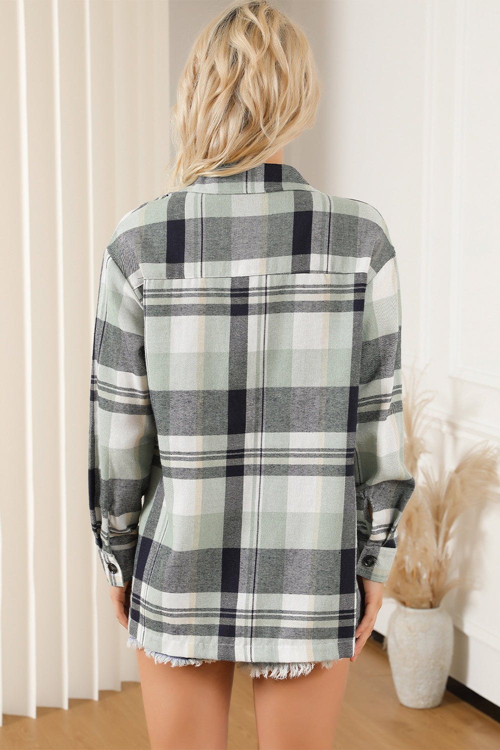 Yellow Plaid Button Up Patch Pocket Shirt