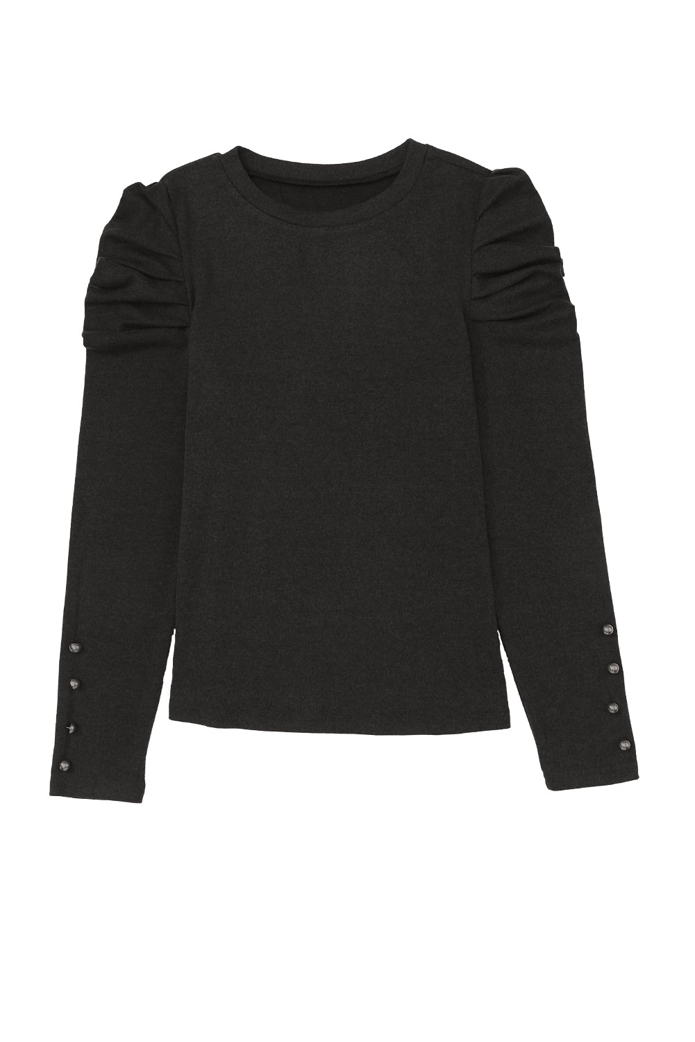 Gray Buttoned Puff Long Sleeve Sheath Top
