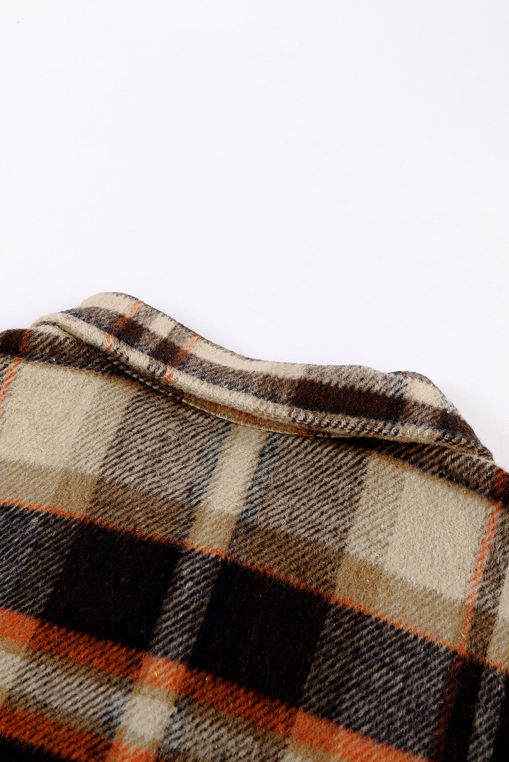 Navy Blue Plus Size Plaid Flap Pocket Shacket