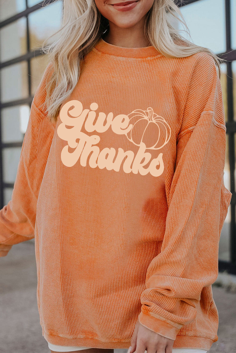 Strawberry Pink IN MY MERRY ERA Loose Fit Corded Sweatshirt