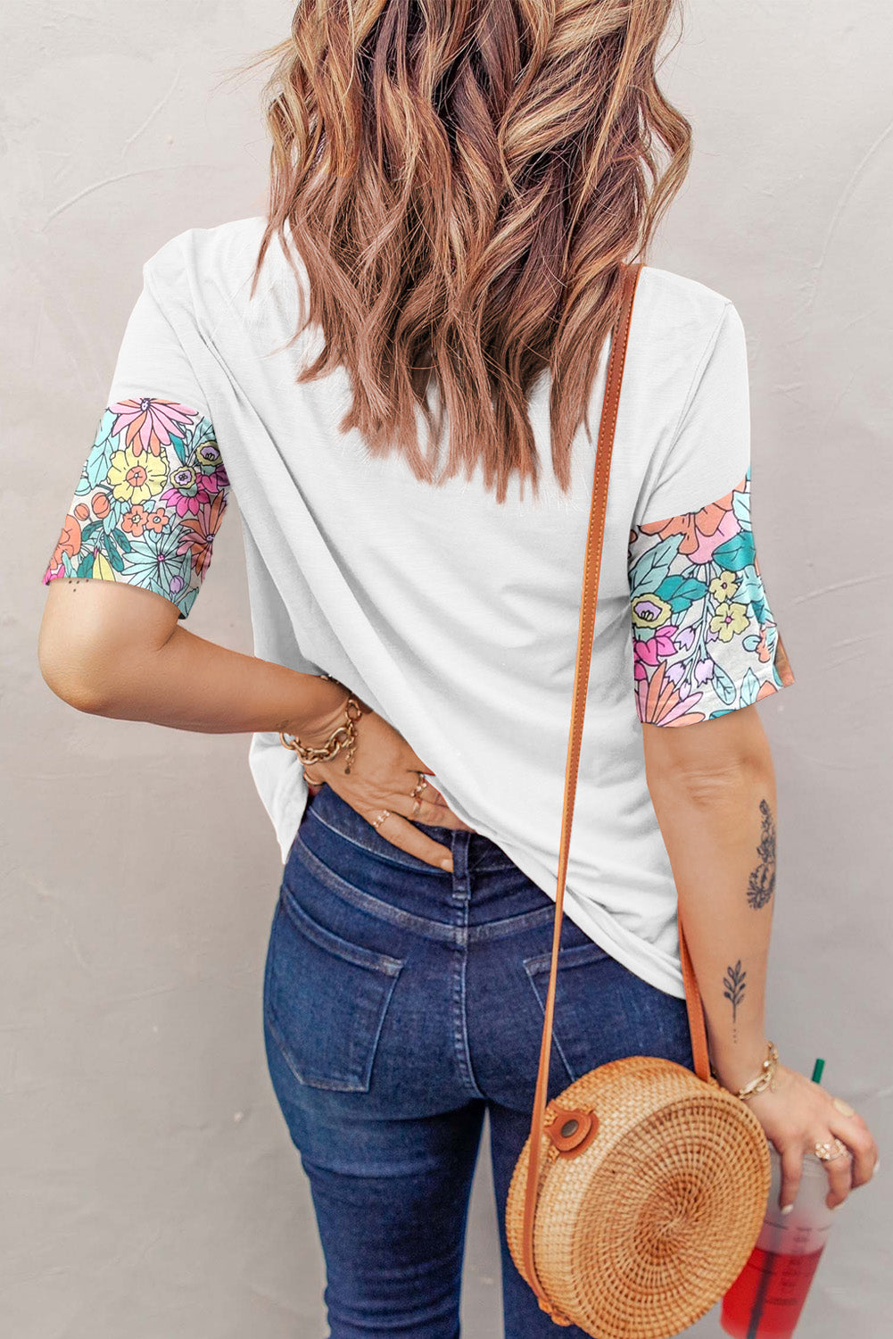 Multicolor Flower Print Pocketed Drawstring Waist Wide Leg Pants