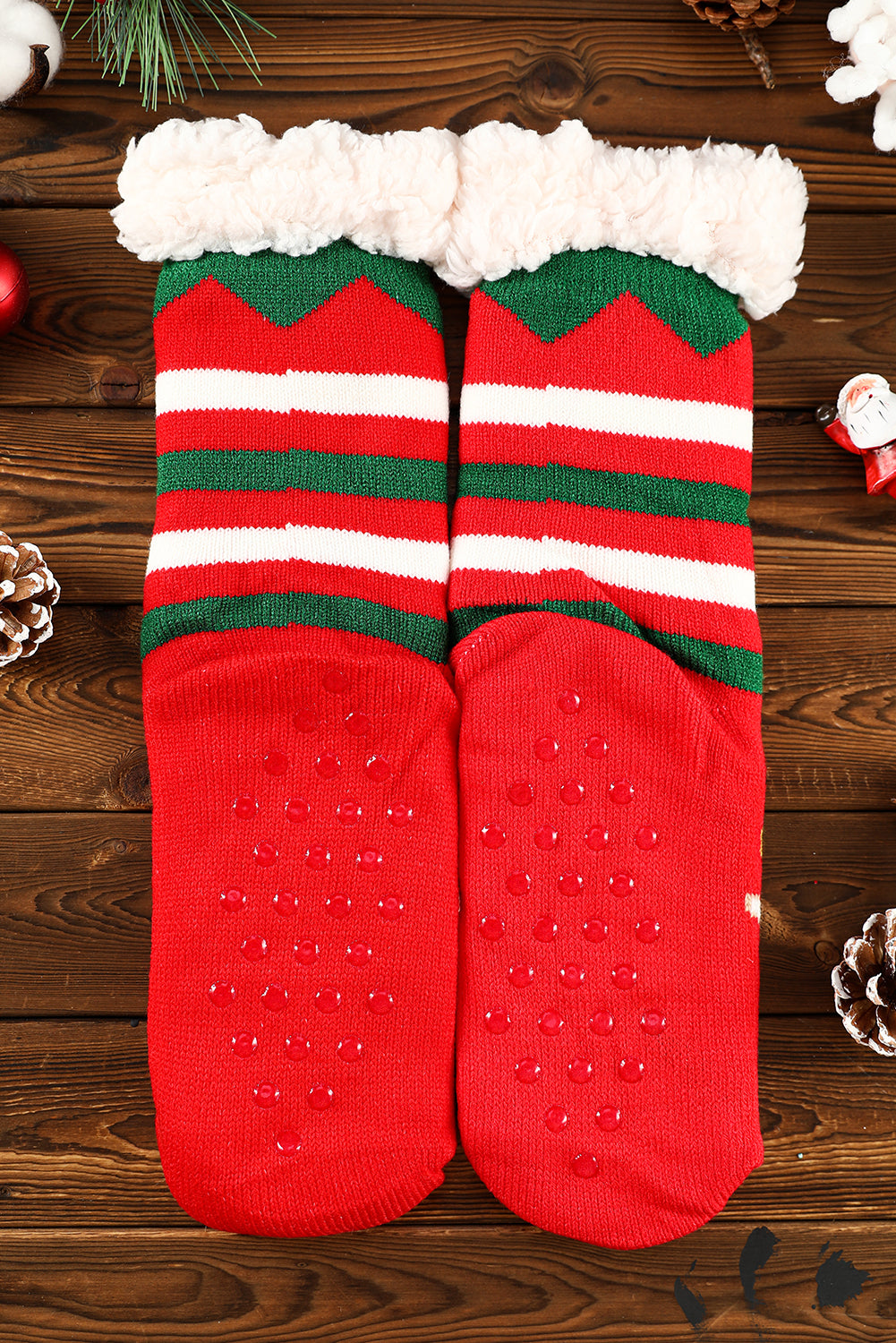 Fiery Red Cartoon Santa Claus Christmas Fleece Socks