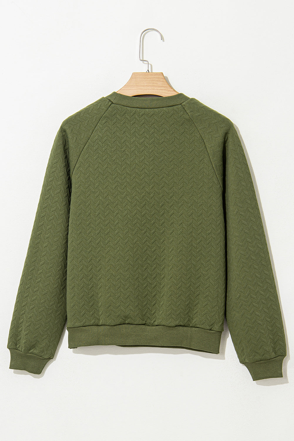 Black Solid Textured Raglan Sleeve Pullover Sweatshirt