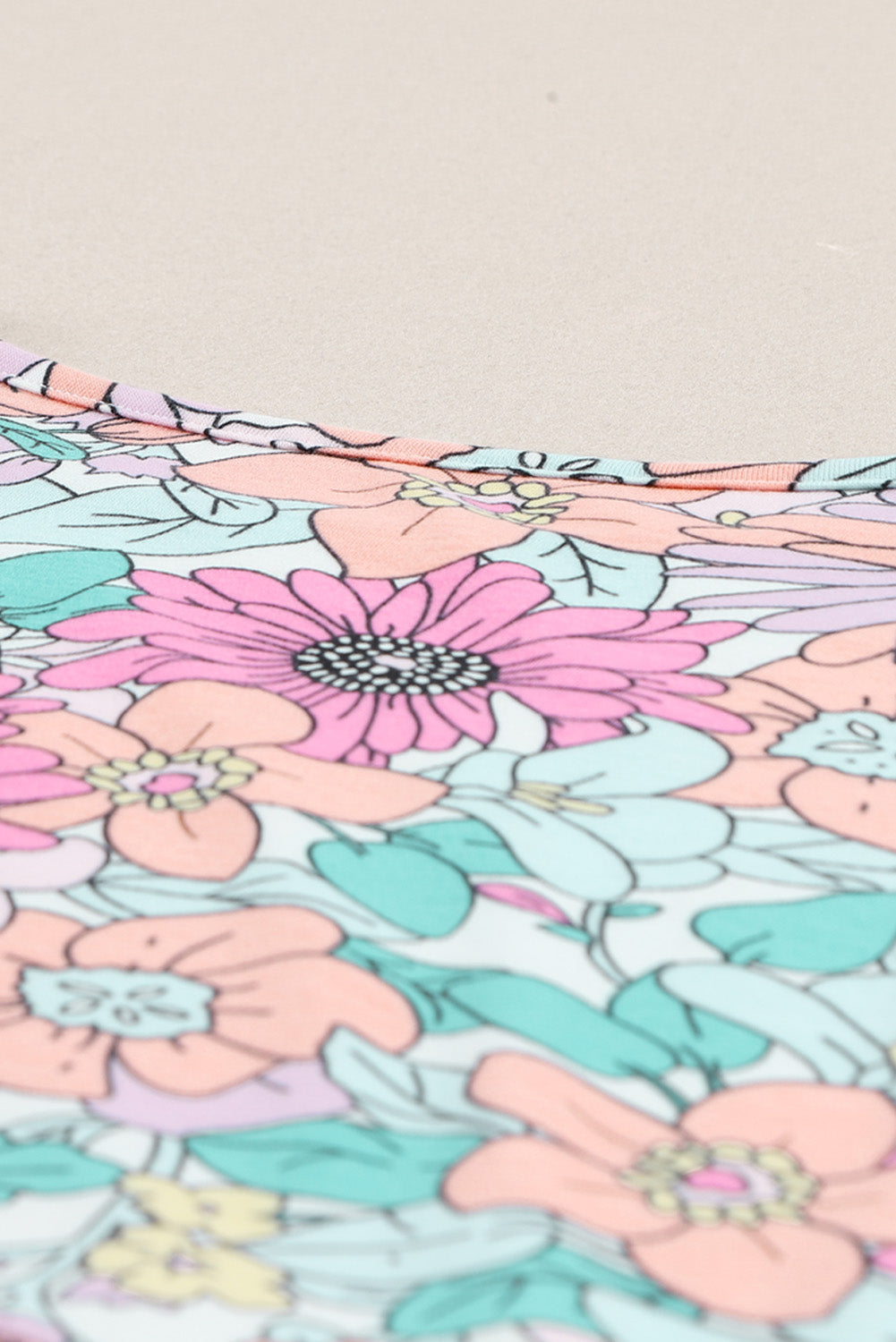 Multicolor Flower Print Pocketed Drawstring Waist Wide Leg Pants
