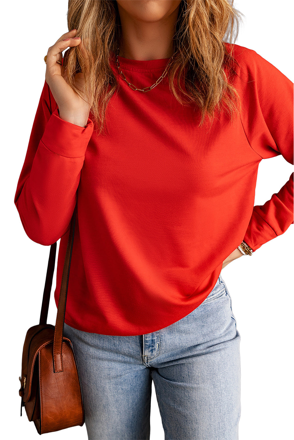Fiery Red MERRY and BRIGHT Xmas Tree Print Sweatshirt