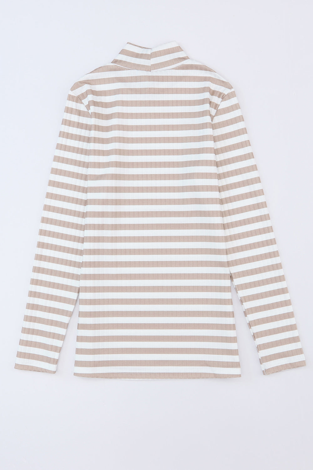 Black Striped Print Textured Knit Long Sleeve Tee