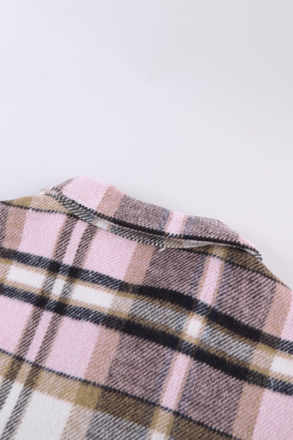 Navy Blue Plus Size Plaid Flap Pocket Shacket