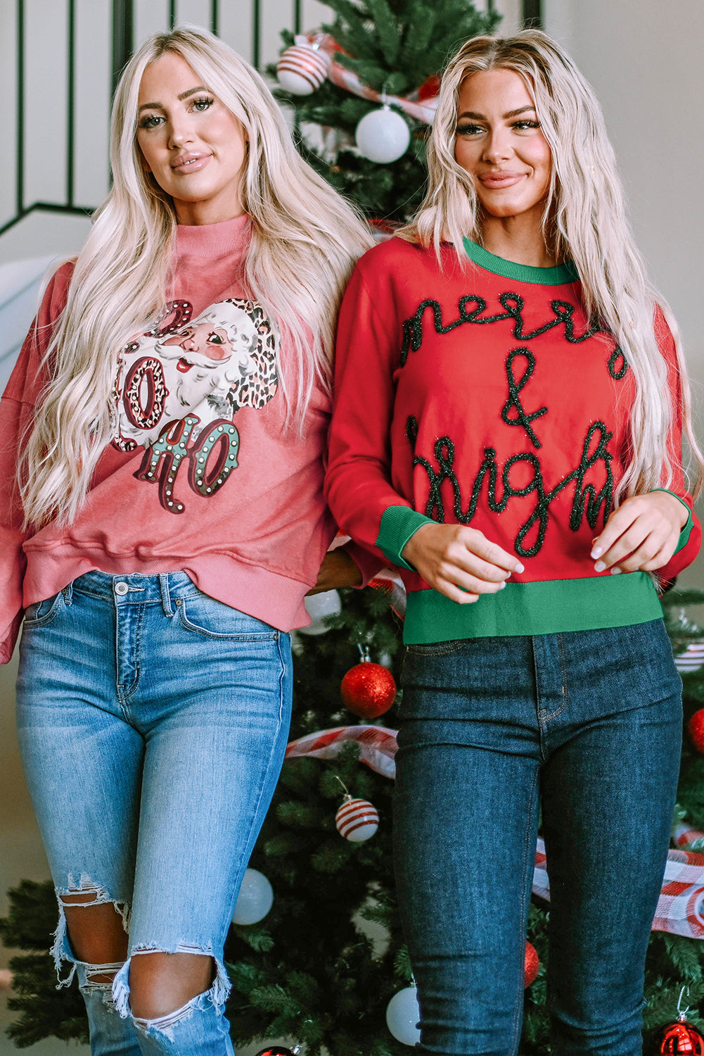 Black Holly Jolly Round Neck Casual Sweater
