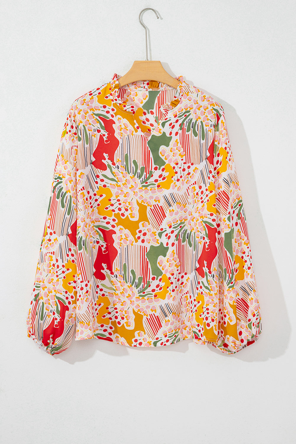 Multicolour Plus Size Mix Floral Puff Sleeve Ruffled Dress