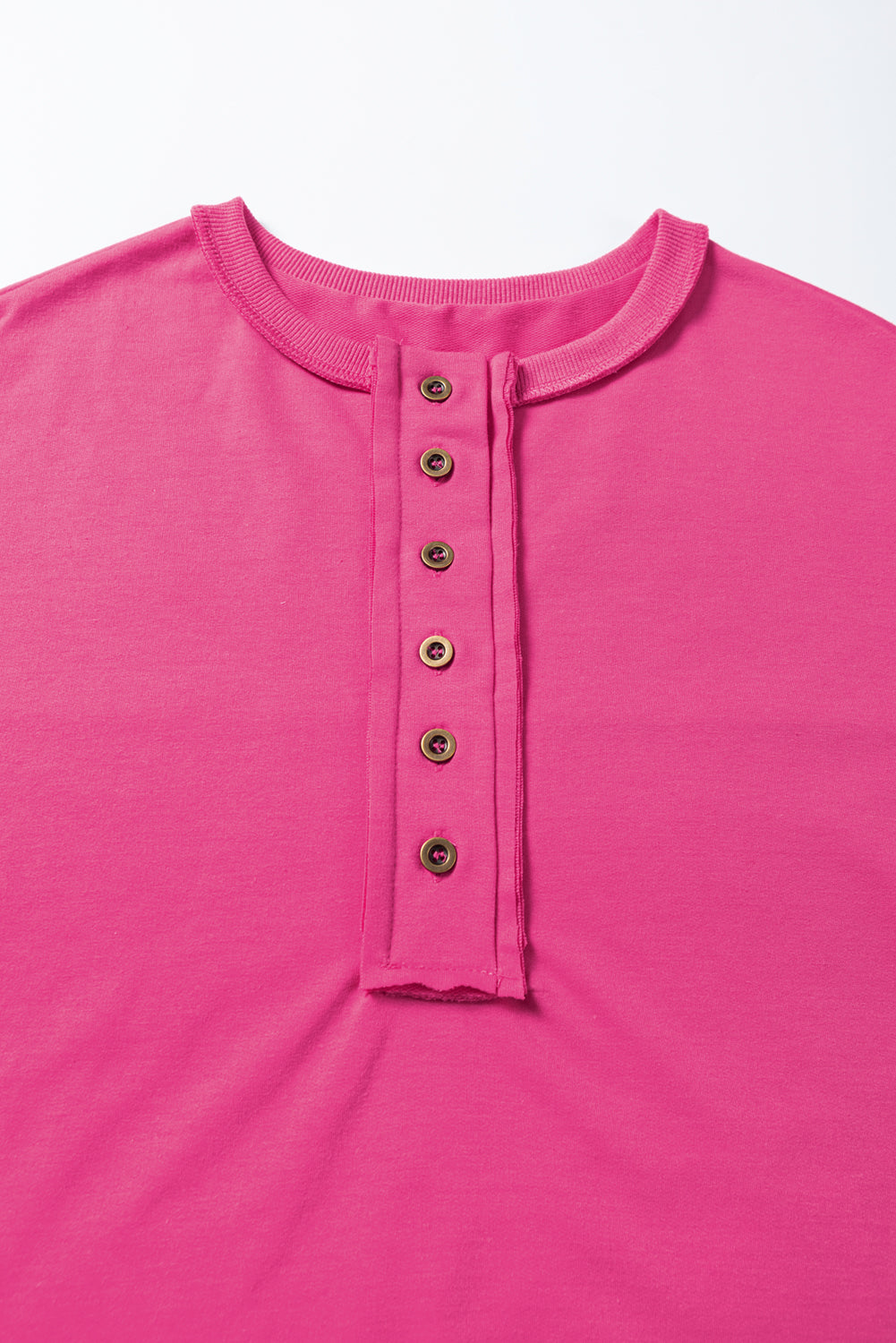 Black Drop Shoulder Henley Buttons Sweatshirt