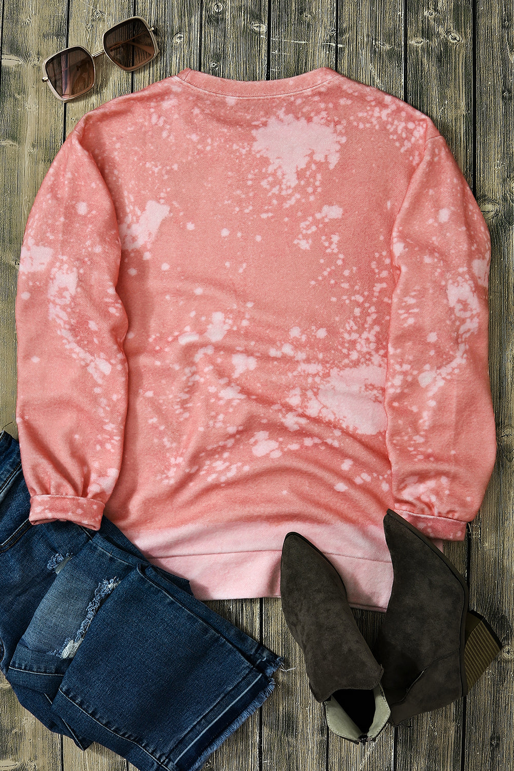 Pink Tie Dye Santa Claus Graphic Pullover Sweatshirt