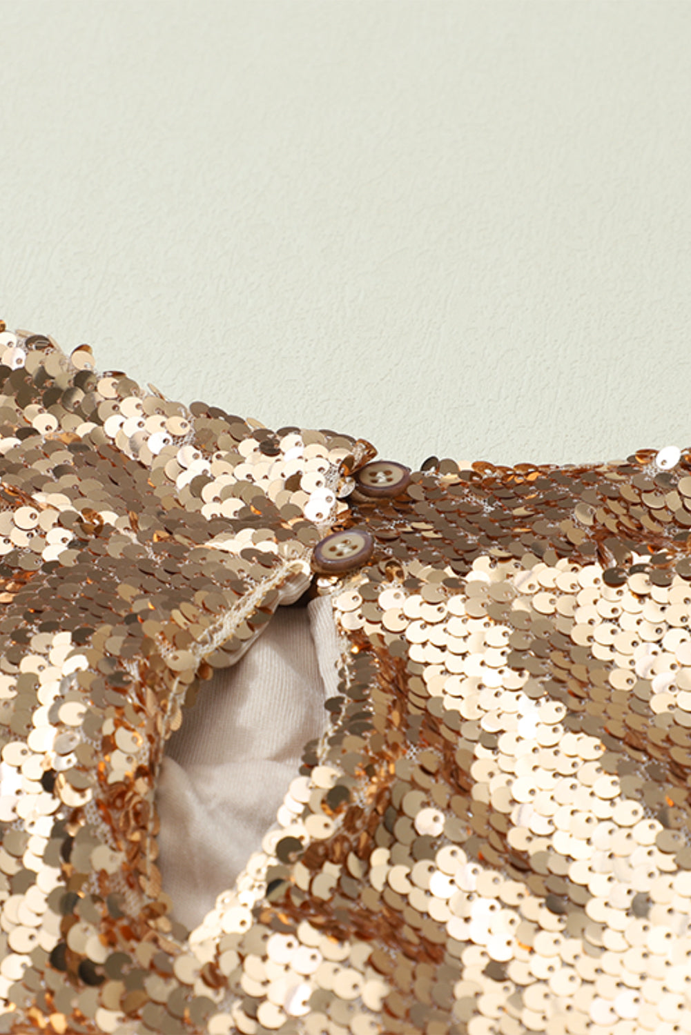 Black Sequin Mock Neck Bubble Sleeve Top