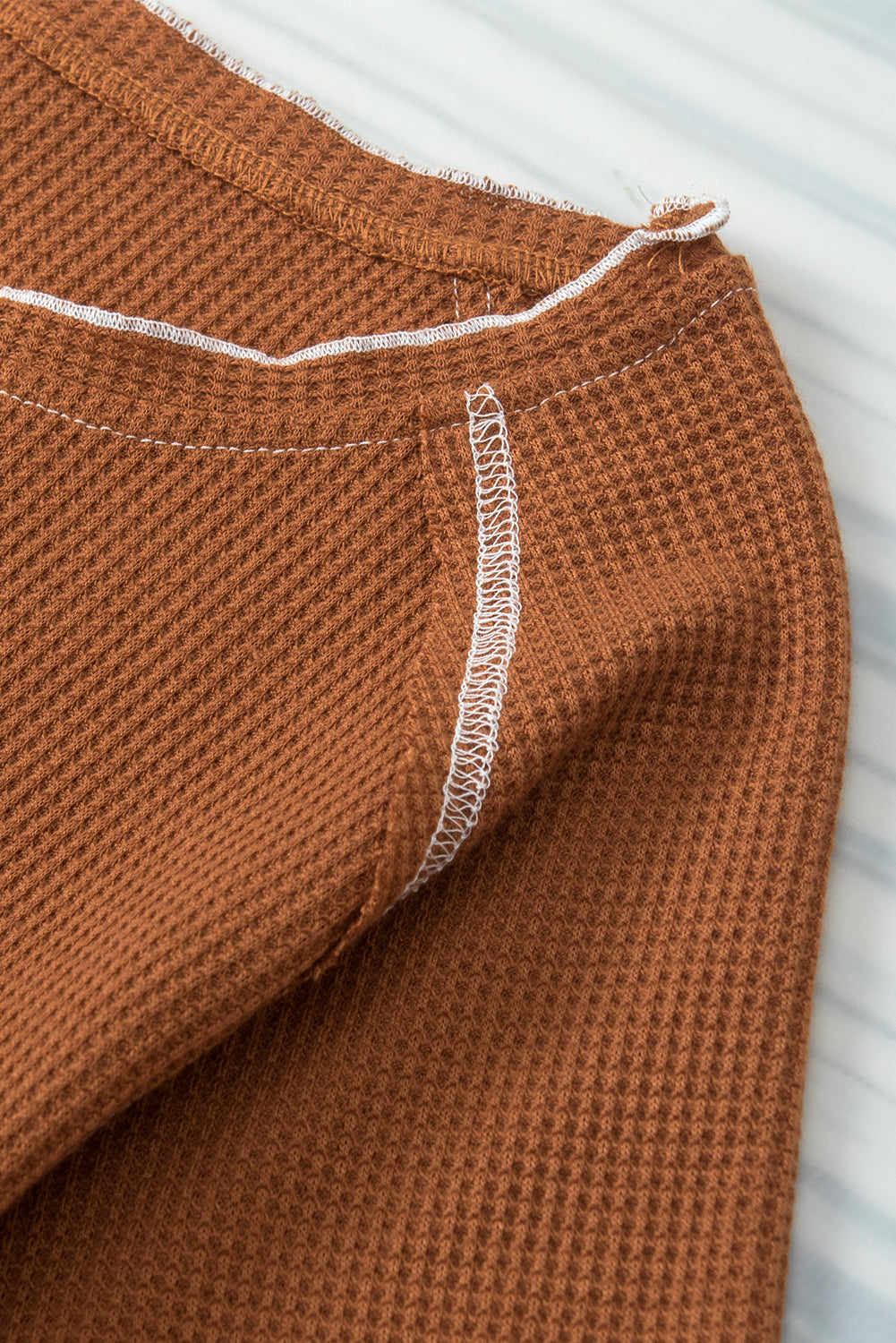 Fiery Red Textured Round Neck Long Sleeve Top