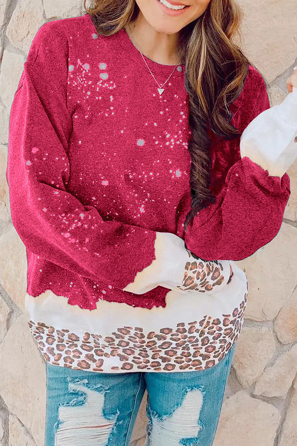 Black Christmas Santa Claus Leopard Print Graphic Sweatshirt