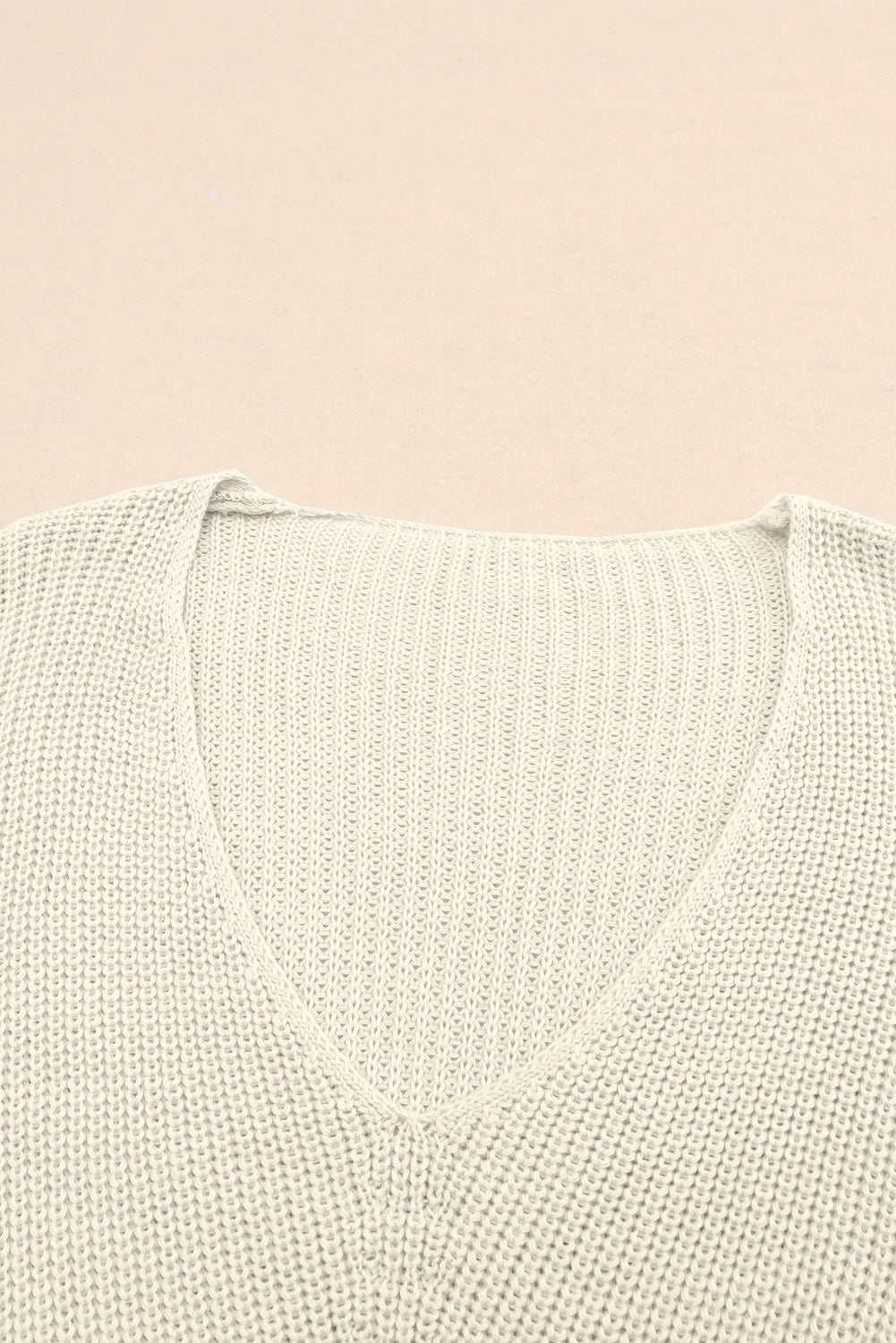 Black Ribbed Knit V Neck Sweater