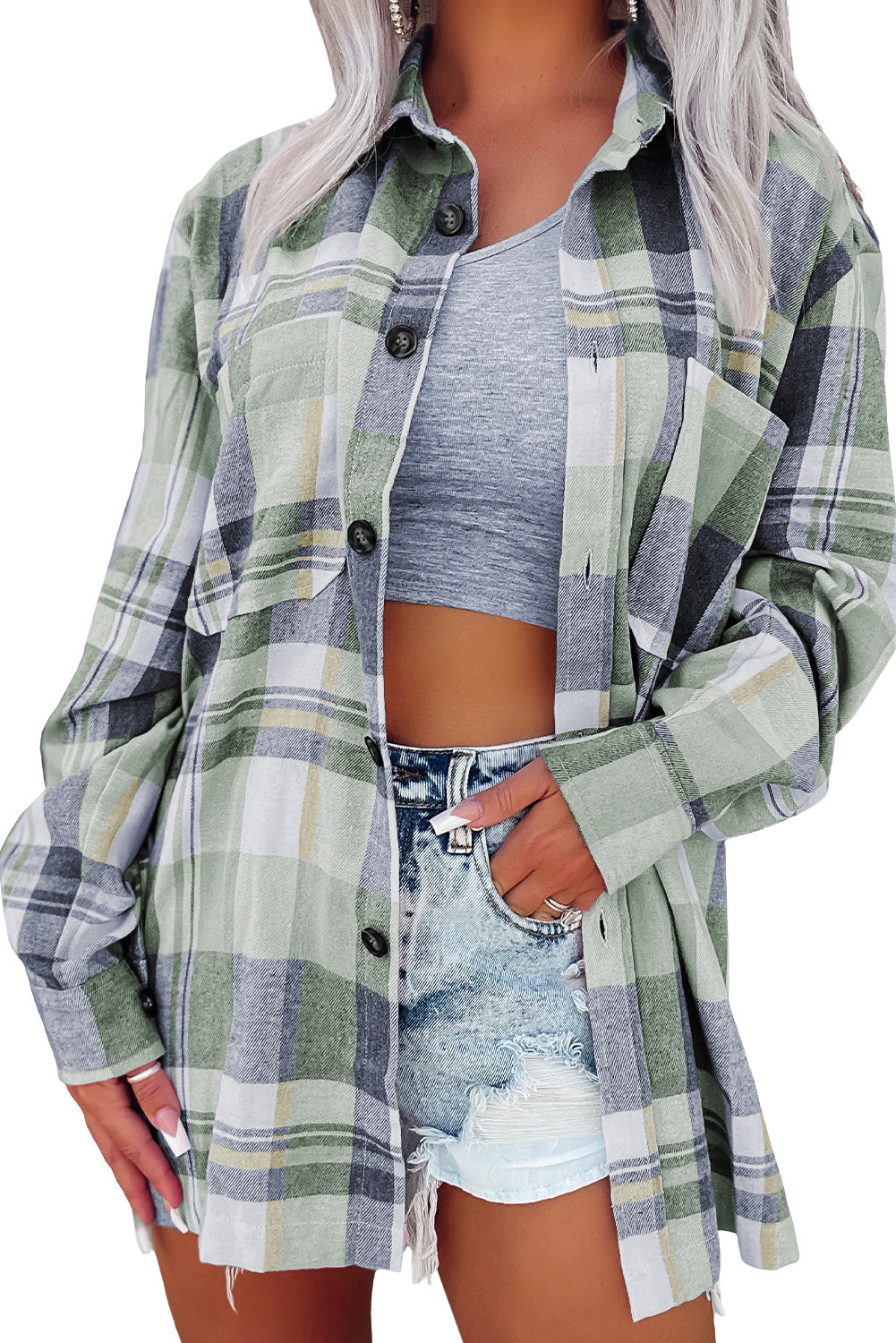 Yellow Plaid Button Up Patch Pocket Shirt