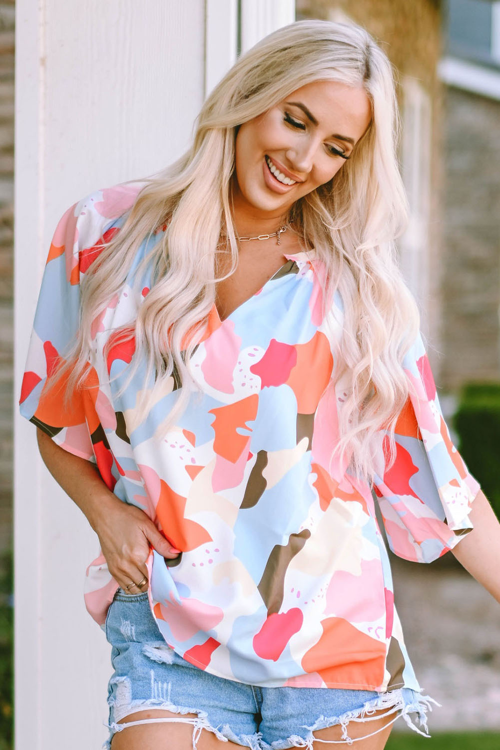 Multicolor Color Palette Print Flowy Wide Leg Pants