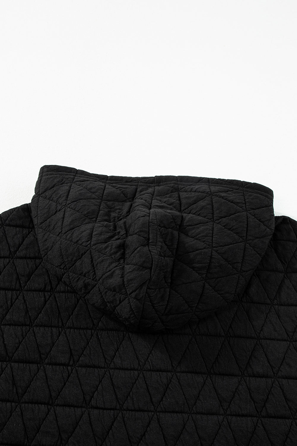 Coffee Solid Color Quilted Kangaroo Pocket Hoodie