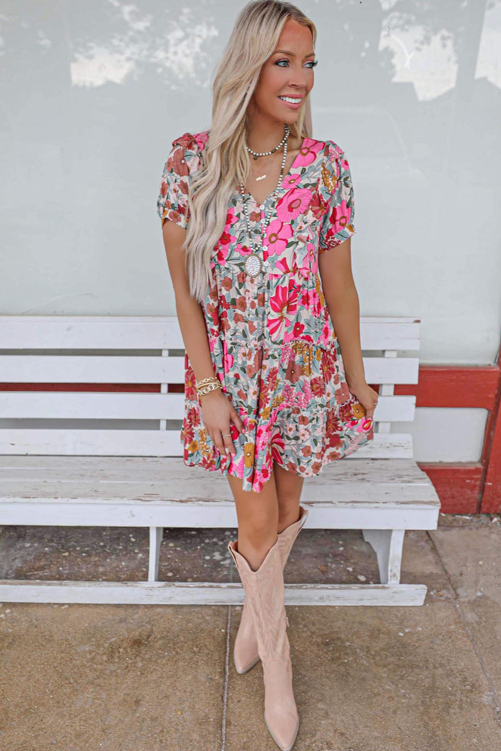 Oatmeal Boho Floral Smocked Waist Super Loose Pants