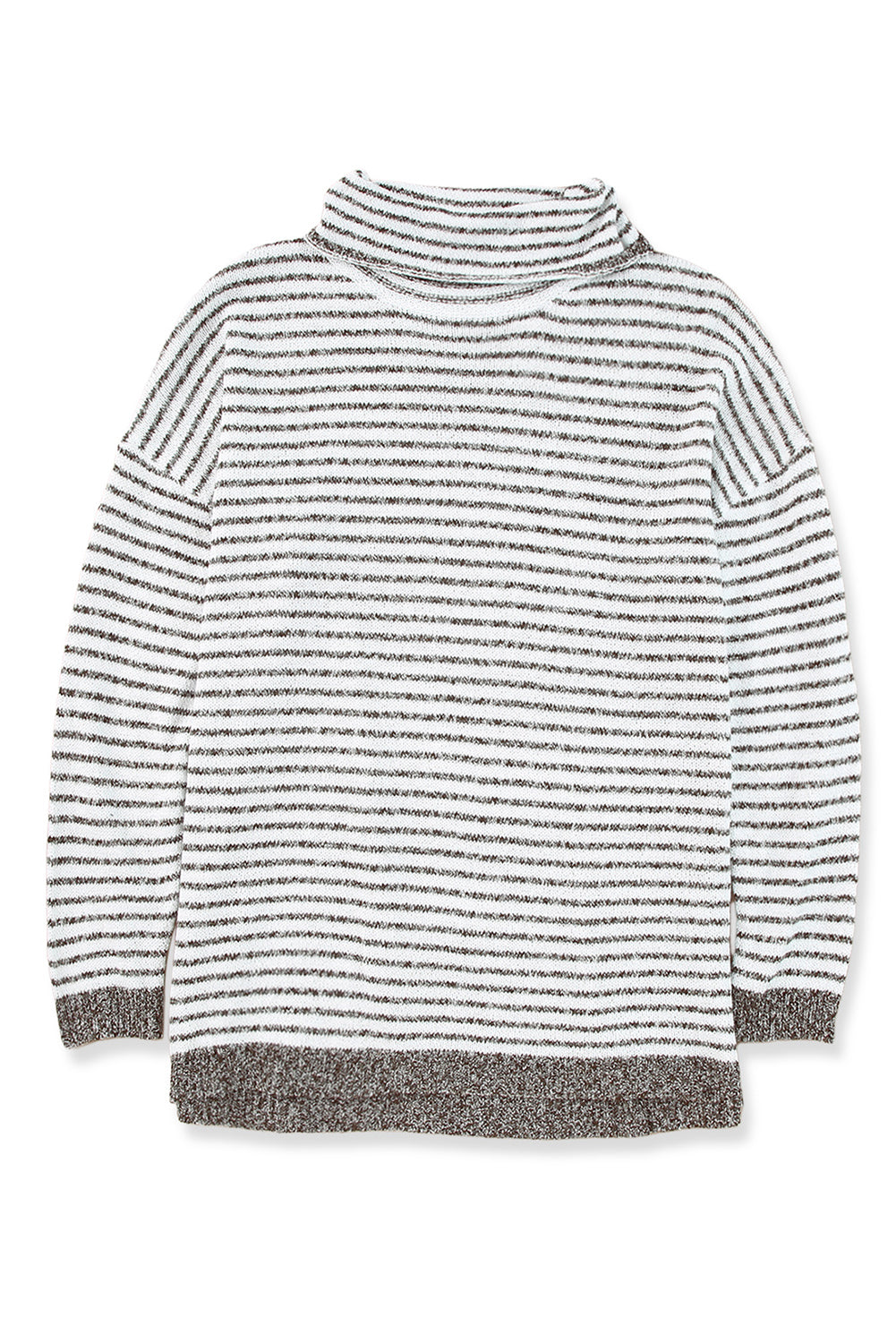 Black Striped Turtleneck Loose Sweater