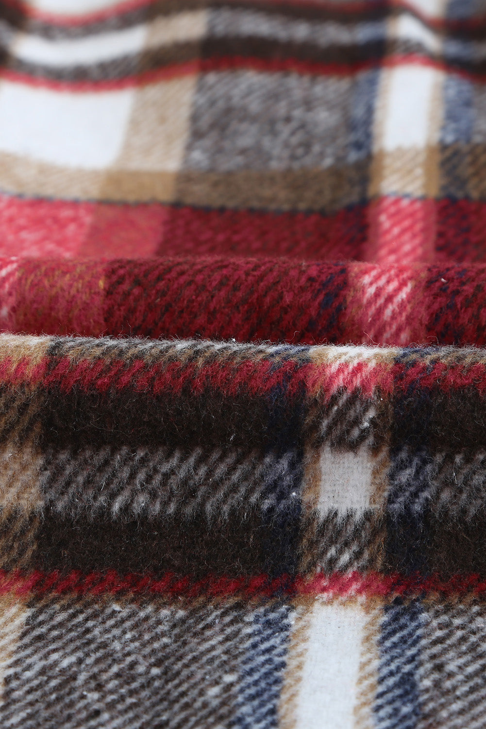 Navy Blue Plus Size Plaid Flap Pocket Shacket