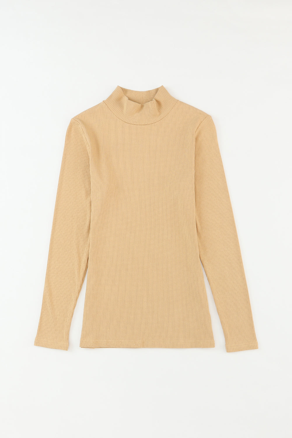 Black Ribbed Knit High Neck Long Sleeve Top