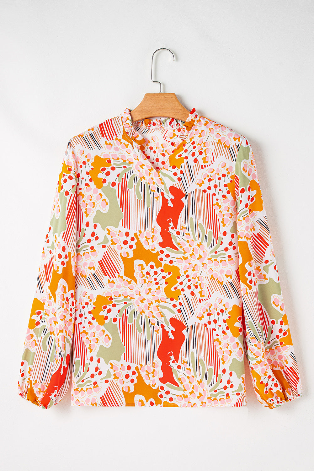 Multicolour Plus Size Mix Floral Puff Sleeve Ruffled Dress
