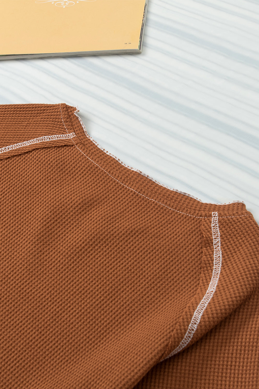 Fiery Red Textured Round Neck Long Sleeve Top