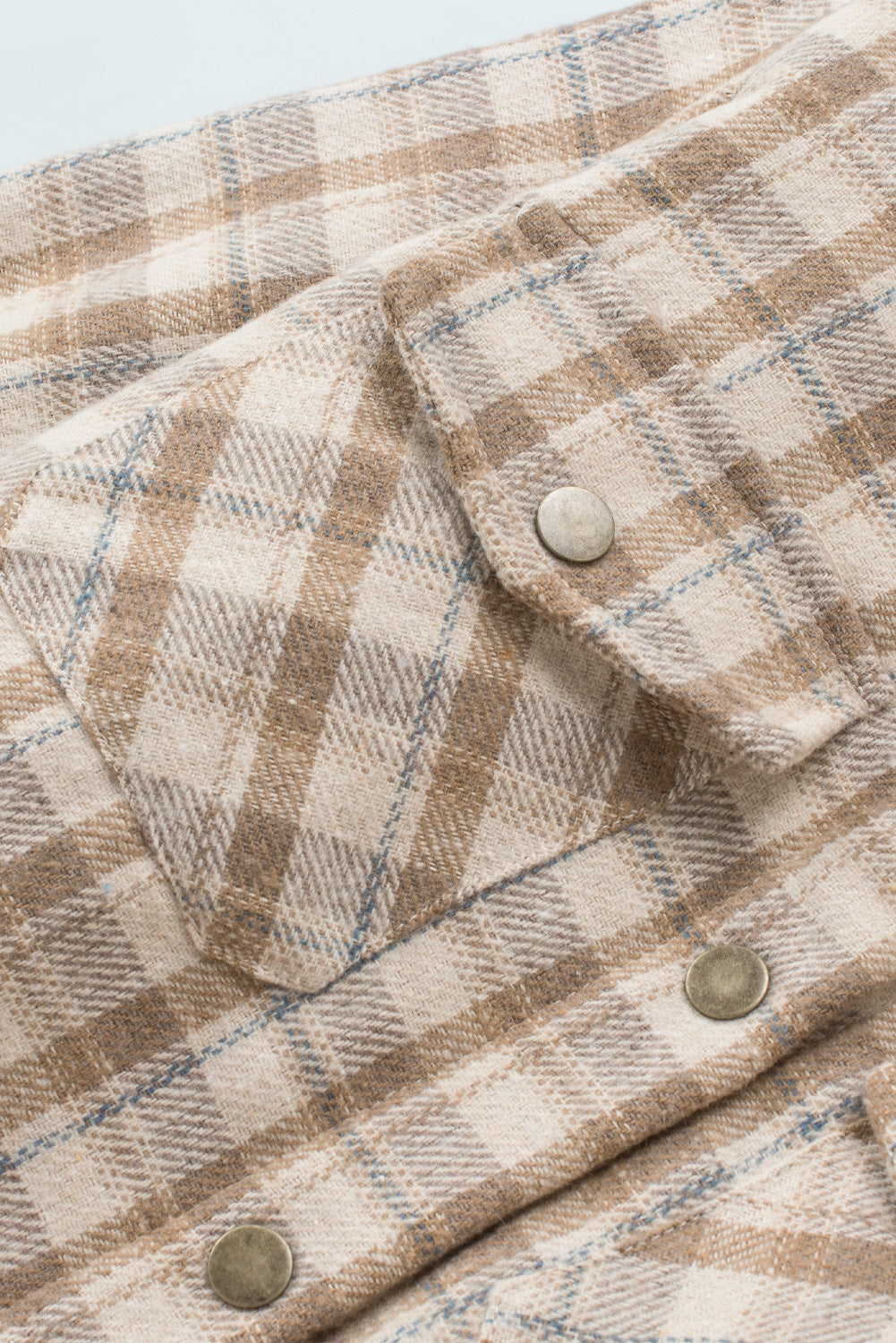 Orange Plaid Pattern Sherpa Lined Hooded Shacket