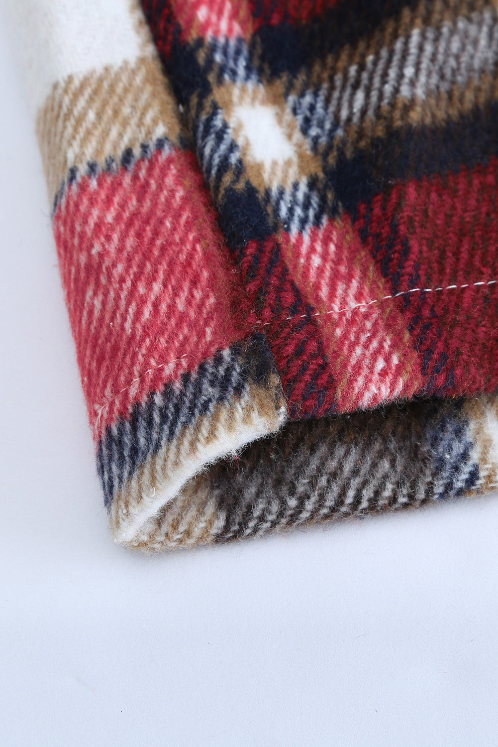 Navy Blue Plus Size Plaid Flap Pocket Shacket