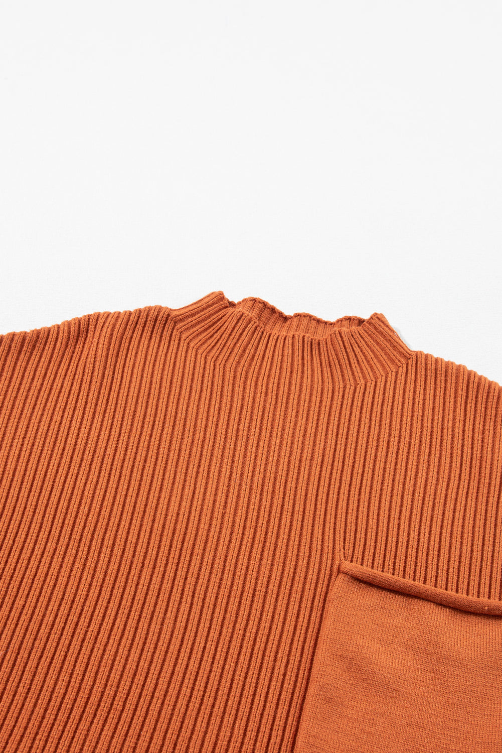 Blackish Green Patch Pocket Ribbed Knit Short Sleeve Sweater