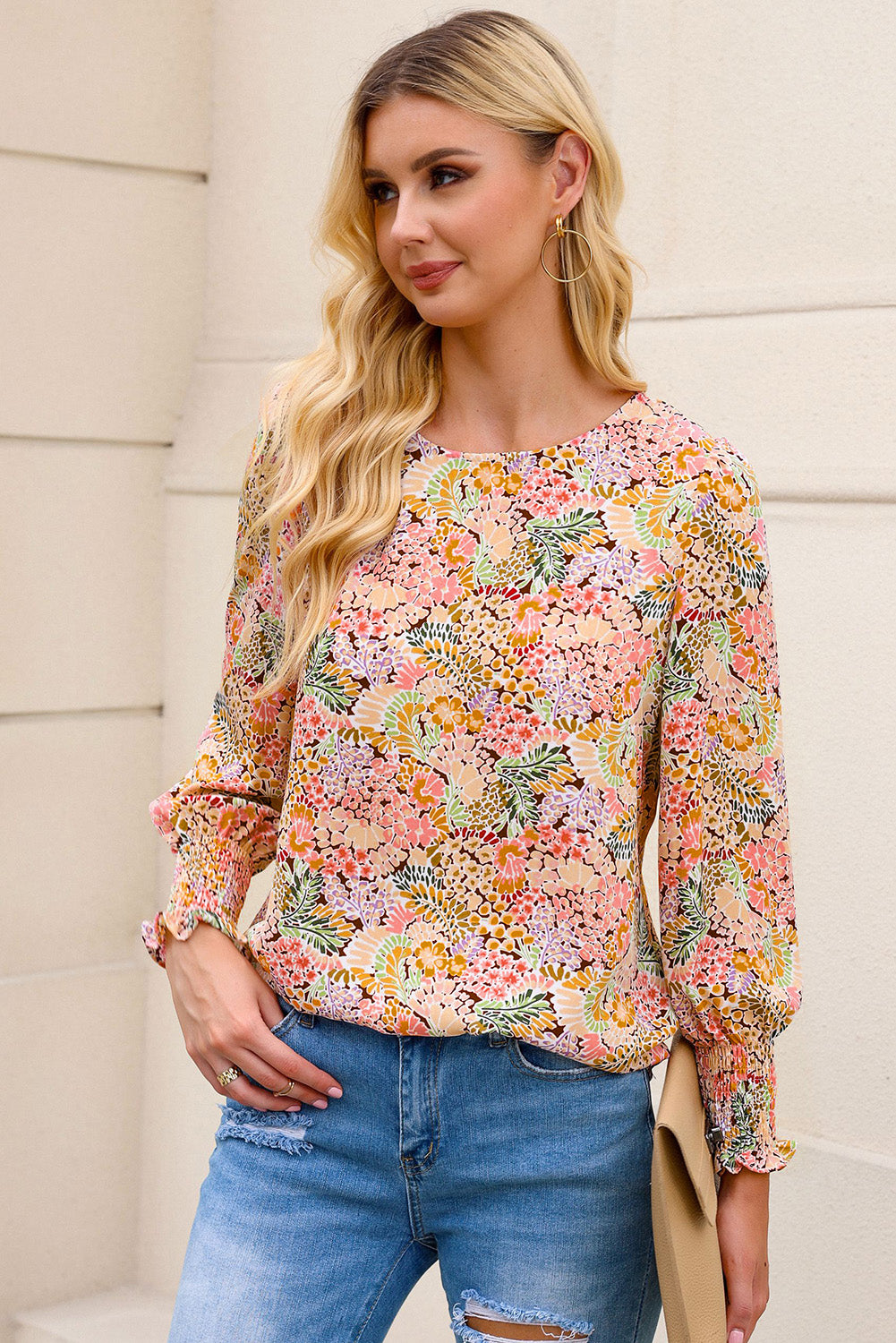 Multicolor Gorgeous Floral Print Tie V Neck Ruffle Dress